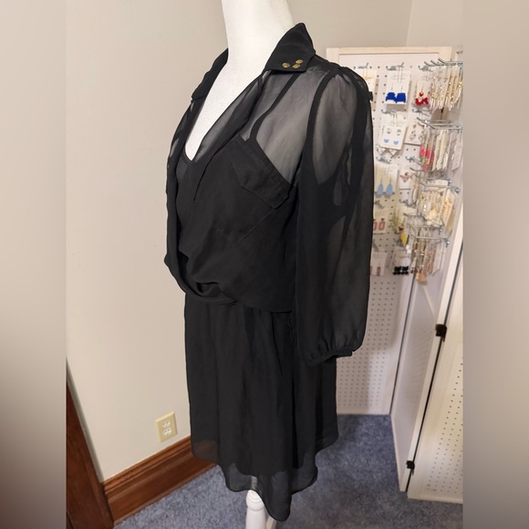 Elegant Black Sheer Women's Dress - Picture 2 of 4